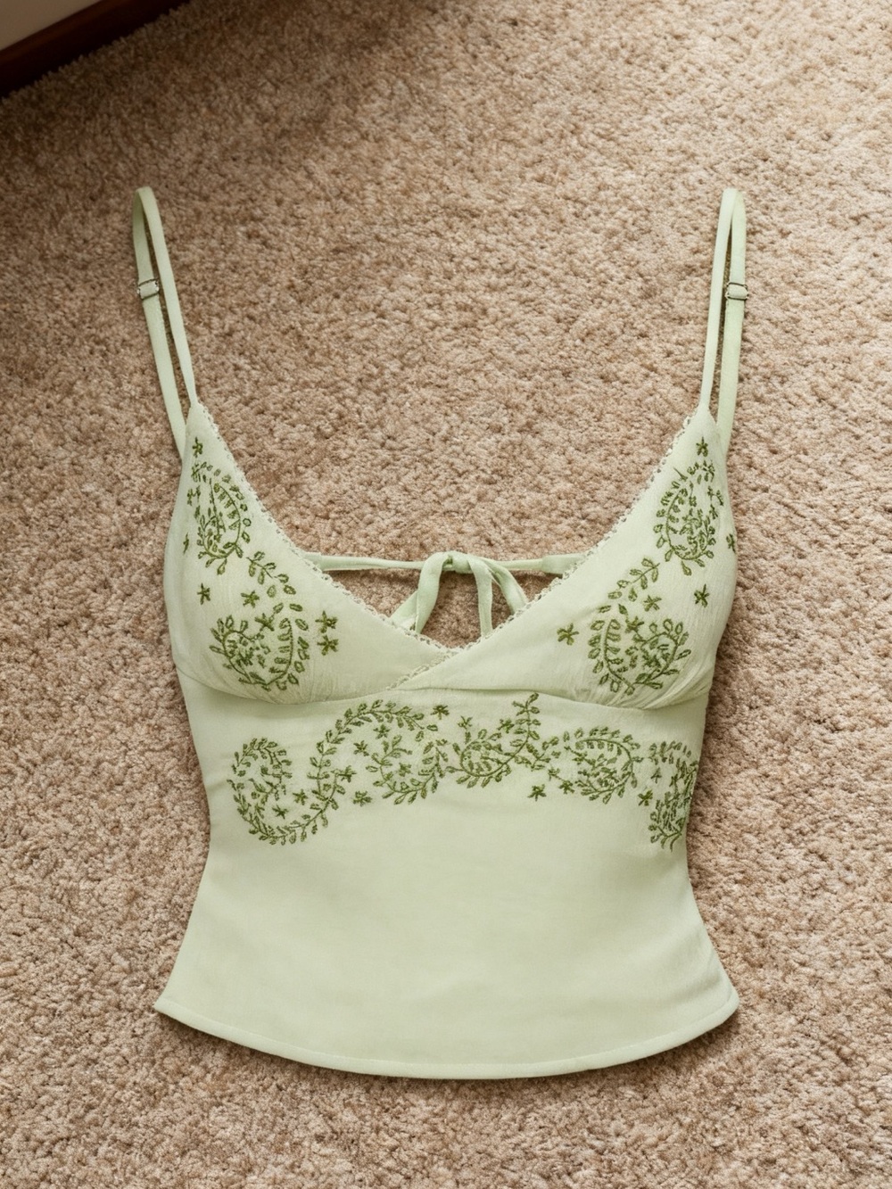 Princess Polly Pale Green Embroidered Cami Top